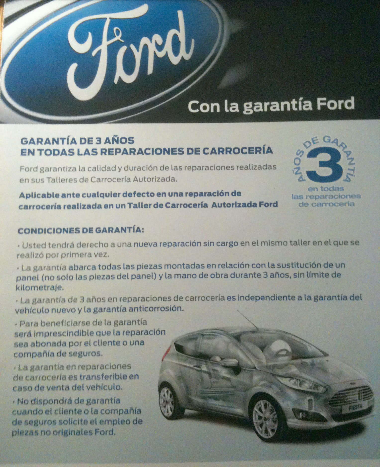 Garantía en el taller de Carrocería Autorizada Ford en Cullera